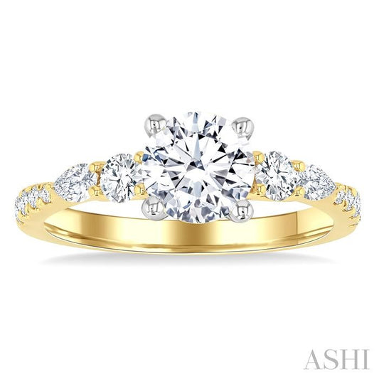 ASHI Round Shape Semi-Mount Diamond Engagement Ring 208M3PPFGYW-SM