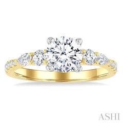 ASHI Round Shape Semi-Mount Diamond Engagement Ring 208M3PPFGYW-SM