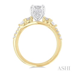 ASHI Round Shape Semi-Mount Diamond Engagement Ring 208M3PPFGYW-SM