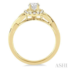 ASHI Round Shape Halo Diamond Engagement Ring 20993PPFHYG-LE