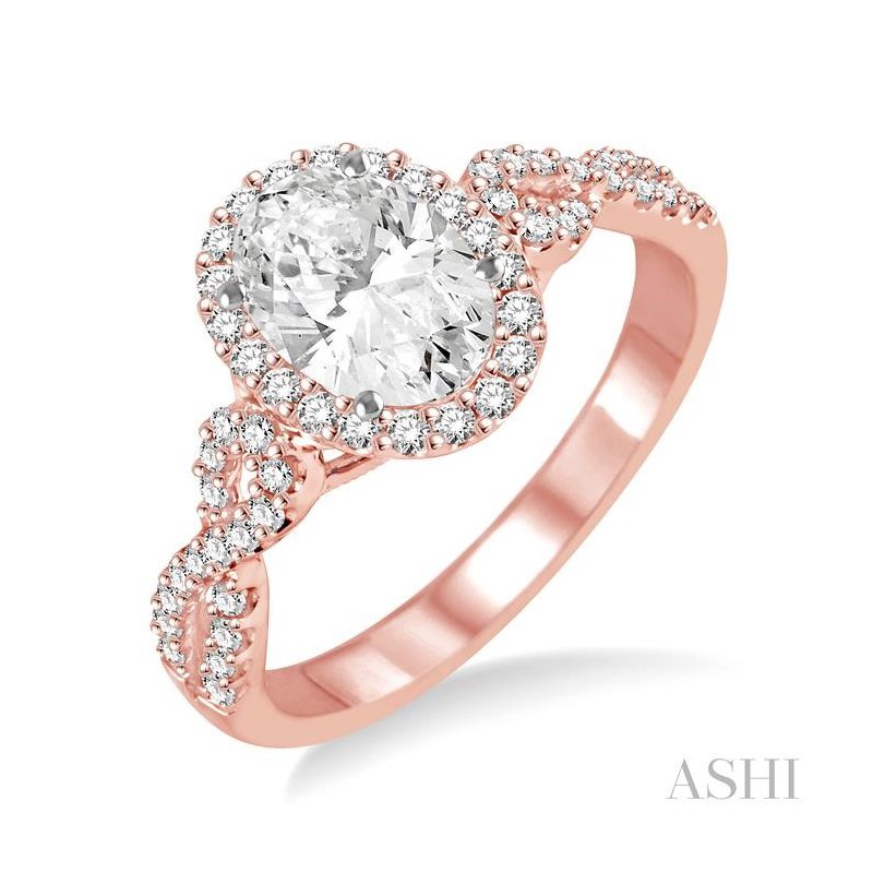 ASHI Oval Shape Halo Diamond Engagement Ring 245C3PPFHPW-LE
