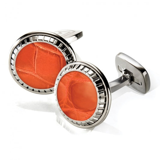 MClip Orange Alligator Carved Cufflinks SS-CLC-OGAL