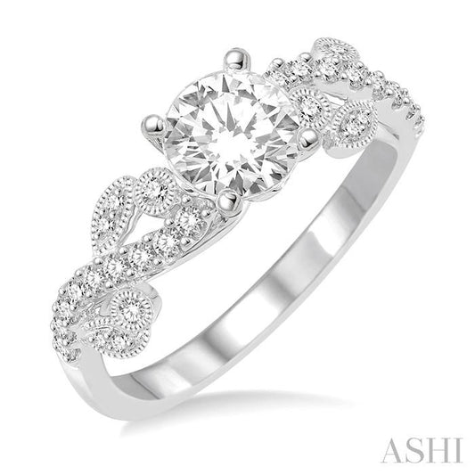 ASHI Round Shape Diamond Engagement Ring 210B2PPFVWG-LE