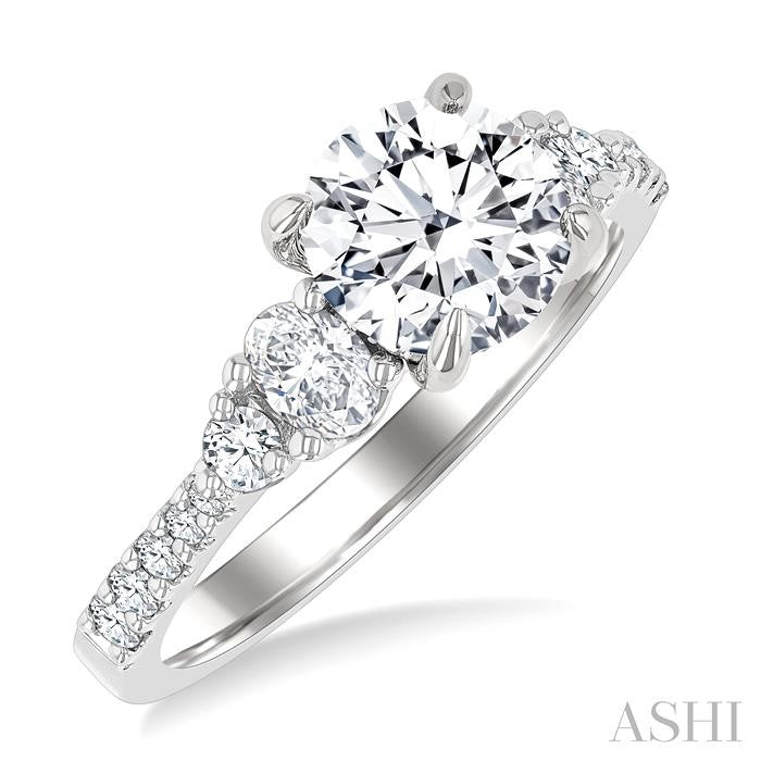 ASHI Round Shape Semi-Mount Diamond Engagement Ring 210M3PPFGWG-SM
