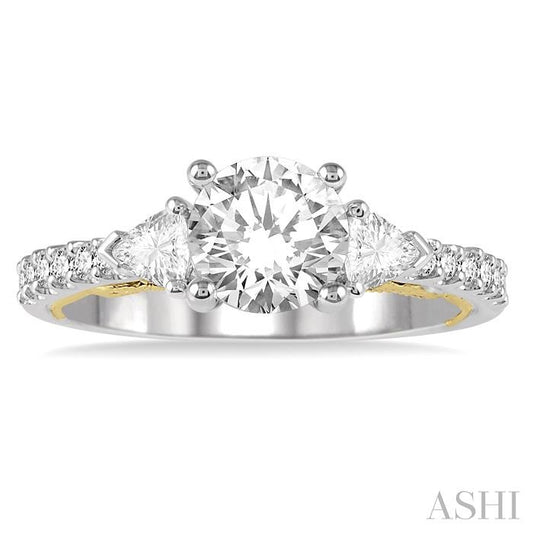 ASHI Round Shape Semi-Mount Diamond Engagement Ring 212F3PPFRWY-SM