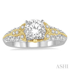 ASHI Round Shape Semi-Mount Diamond Engagement Ring 213E4PPFVWY-SM