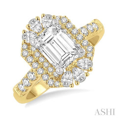 ASHI Emerald Shape Semi-Mount Halo Diamond Engagement Ring 213J3PPFHYW-SM