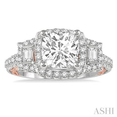 ASHI Cushion Shape Semi-Mount Halo Diamond Engagement Ring 214G3PPFVWP-SM