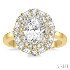 ASHI Oval Shape Semi-Mount Halo Diamond Engagement Ring 214J2PPFHYW-SM