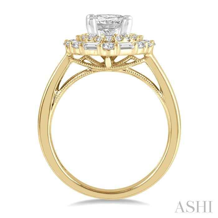 ASHI Oval Shape Semi-Mount Halo Diamond Engagement Ring 214J2PPFHYW-SM