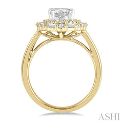 ASHI Oval Shape Semi-Mount Halo Diamond Engagement Ring 214J2PPFHYW-SM