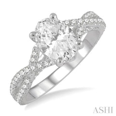 ASHI Oval Shape Semi-Mount Diamond Engagement Ring 216J3PPFHWG-SM