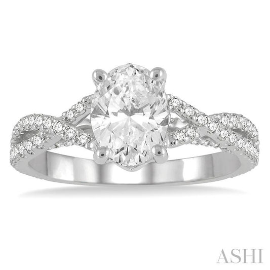 ASHI Oval Shape Semi-Mount Diamond Engagement Ring 216J3PPFHWG-SM
