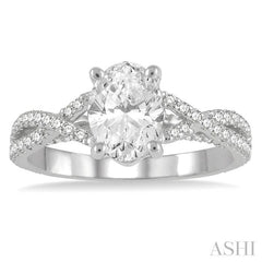 ASHI Oval Shape Semi-Mount Diamond Engagement Ring 216J3PPFHWG-SM
