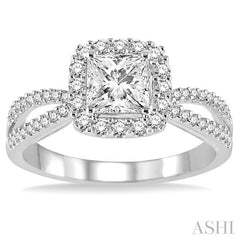 ASHI Princess Shape Halo Diamond Engagement Ring 217C3PPFHWG-LE
