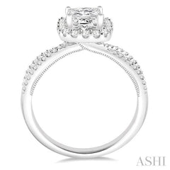 ASHI Princess Shape Halo Diamond Engagement Ring 217C3PPFHWG-LE