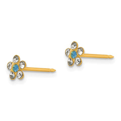 217E Inverness 14k Clear/Blue Crystal Flower Earrings