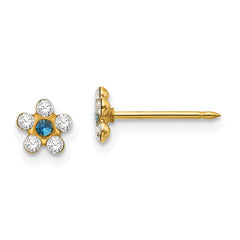217E Inverness 14k Clear/Blue Crystal Flower Earrings