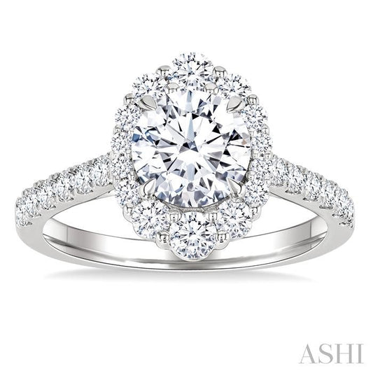 ASHI Round Shape Semi-Mount Halo Diamond Engagement Ring 217M2PPFGWG-SM
