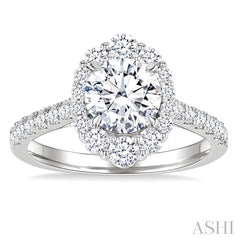 ASHI Round Shape Semi-Mount Halo Diamond Engagement Ring 217M2PPFGWG-SM