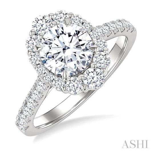 ASHI Round Shape Semi-Mount Halo Diamond Engagement Ring 217M2PPFHWG-SM
