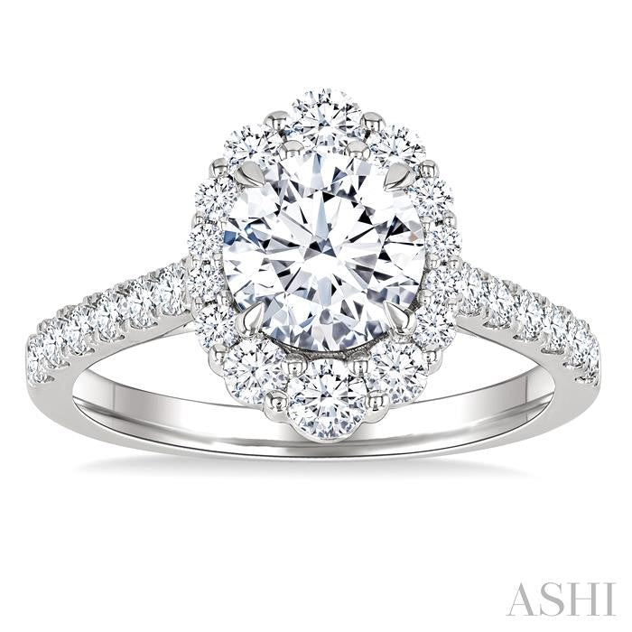 ASHI Round Shape Semi-Mount Halo Diamond Engagement Ring 217M2PPFHWG-SM
