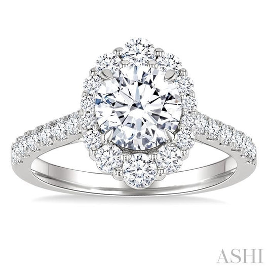 ASHI Round Shape Semi-Mount Halo Diamond Engagement Ring 217M2PPFHWG-SM