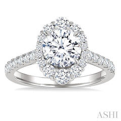 ASHI Round Shape Semi-Mount Halo Diamond Engagement Ring 217M2PPFHWG-SM