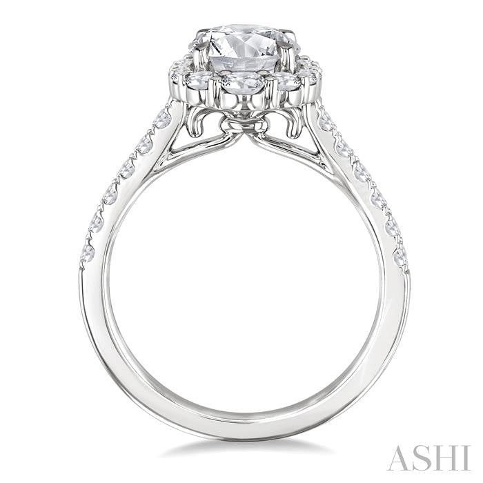 ASHI Round Shape Semi-Mount Halo Diamond Engagement Ring 217M2PPFHWG-SM