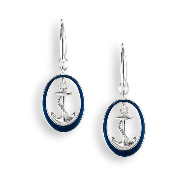 Ocean City Collection Sterling silver blue enamel anchor earrings NW0390