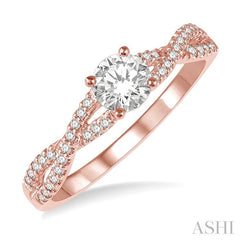 ASHI Round Shape Diamond Engagement Ring 218C4PPFHPG-LE