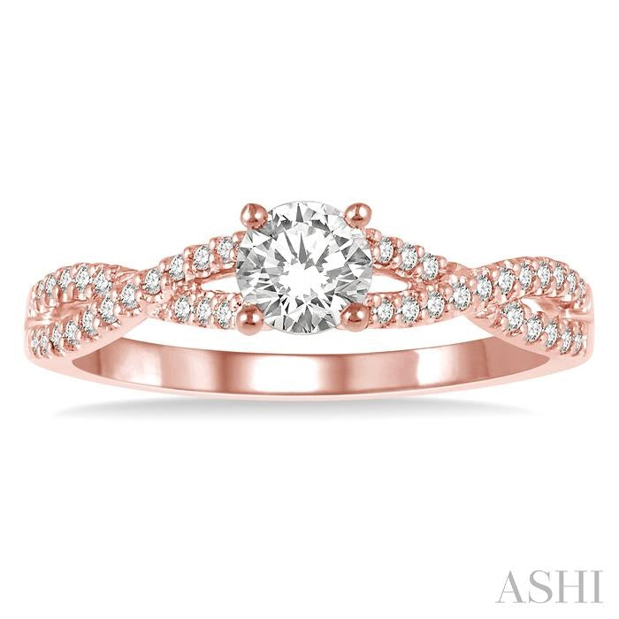 ASHI Round Shape Semi-Mount Diamond Engagement Ring 218C8PPFHPG-SM