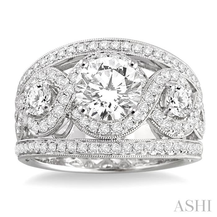 ASHI Round Shape Semi-Mount Diamond Engagement Ring 21970PPFRWG-SM-1.55