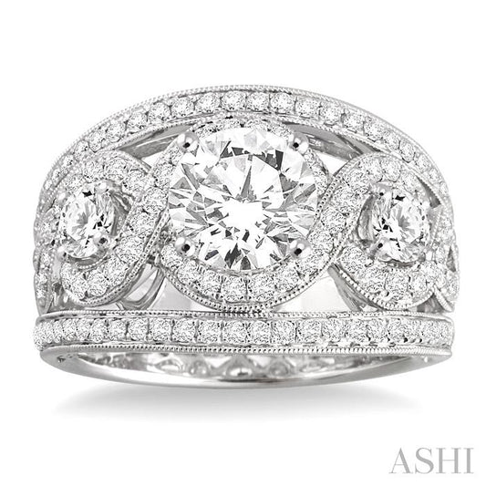 ASHI Round Shape Semi-Mount Diamond Engagement Ring 21970PPFRWG-SM-1.55