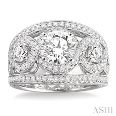 ASHI Round Shape Semi-Mount Diamond Engagement Ring 21970PPFRWG-SM-1.55