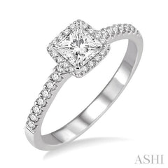 ASHI Princess Shape Halo Diamond Engagement Ring 219D4PPFHWG-LE