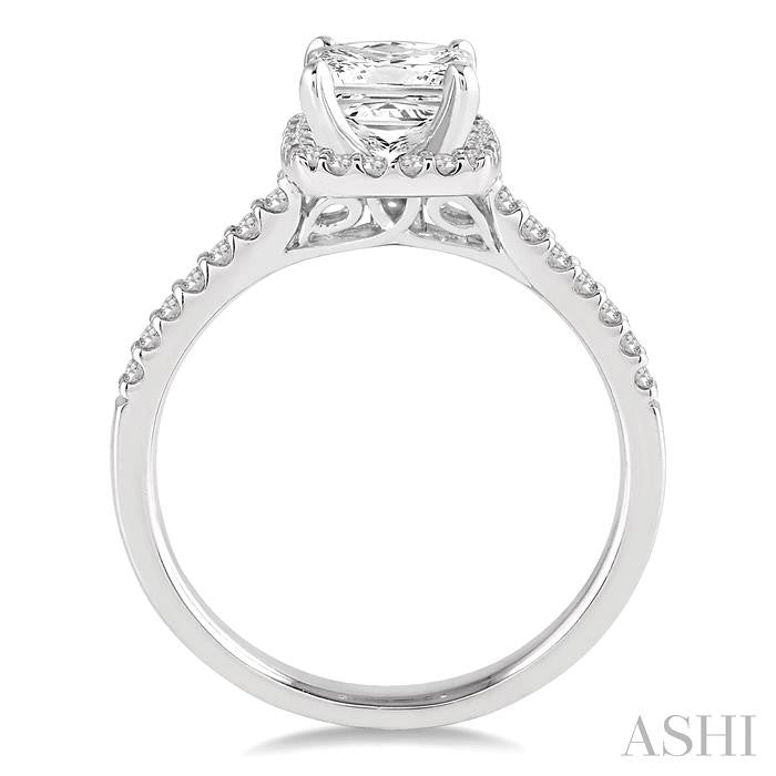 ASHI Princess Shape Halo Diamond Engagement Ring 219D4PPFHWG-LE