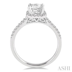 ASHI Princess Shape Halo Diamond Engagement Ring 219D4PPFHWG-LE