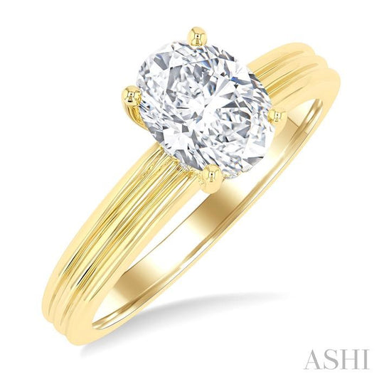 ASHI Oval Shape Semi-Mount Diamond Engagement Ring 219M9PPFGYG-SM-OV