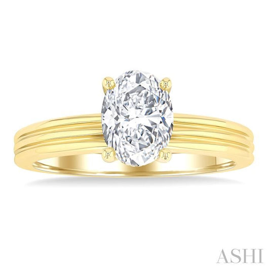 ASHI Oval Shape Semi-Mount Diamond Engagement Ring 219M9PPFGYG-SM-OV