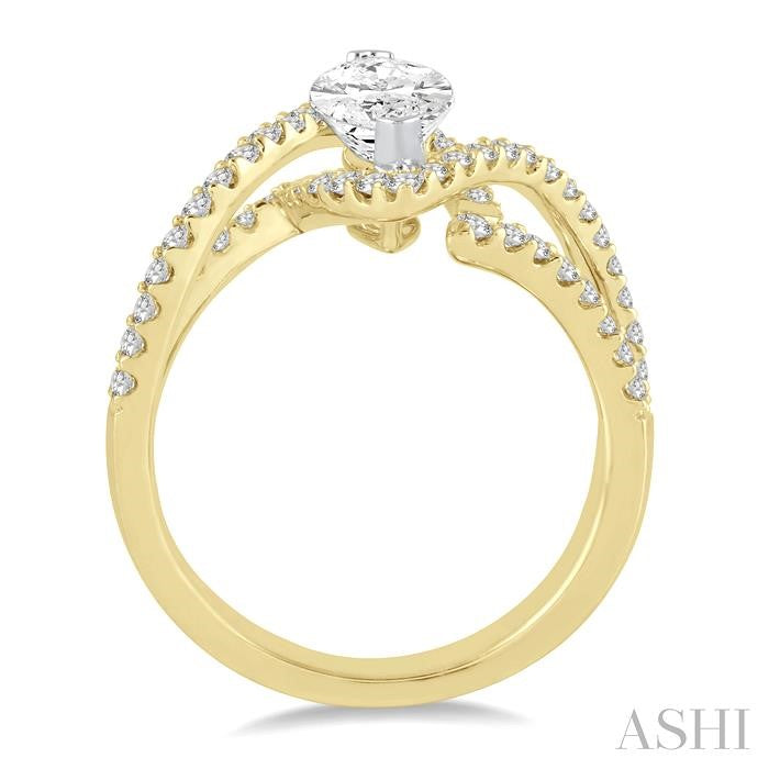 ASHI Marquise Shape Semi-Mount Halo Diamond Engagement Ring 220A3PPFGYW-SM