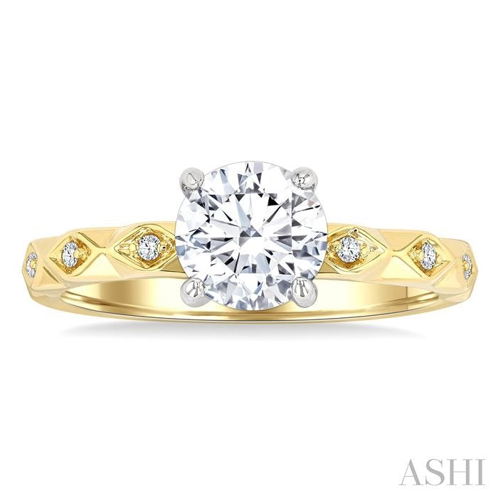 ASHI Round Shape Semi-Mount Diamond Engagement Ring 220M8PPFGYW-SM