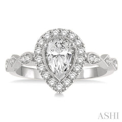 ASHI Pear Shape Semi-Mount Halo Diamond Engagement Ring 221L5PPFGWG-SM
