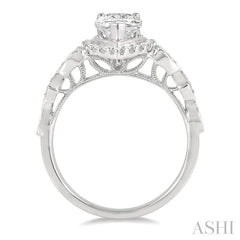 ASHI Pear Shape Semi-Mount Halo Diamond Engagement Ring 221L5PPFGWG-SM