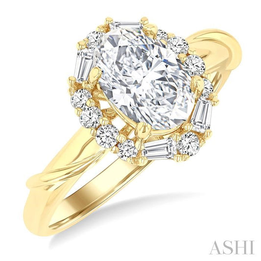 ASHI Oval Shape Semi-Mount Diamond Engagement Ring 221M5PPFGYG-SM