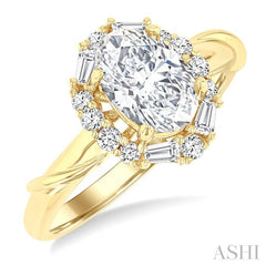 ASHI Oval Shape Semi-Mount Diamond Engagement Ring 221M5PPFGYG-SM