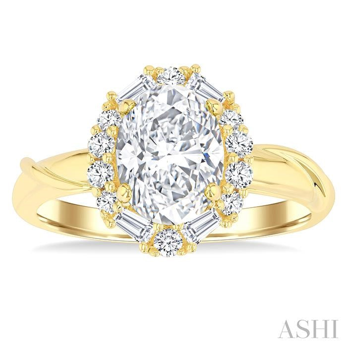 ASHI Oval Shape Semi-Mount Diamond Engagement Ring 221M5PPFGYG-SM