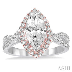 ASHI Marquise Shape Semi-Mount Halo Diamond Engagement Ring 222A3PPFRWP-SM