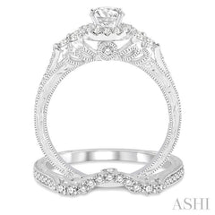 ASHI Round Shape Halo Diamond Wedding Set 222C2PPFHWG-WS