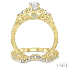 ASHI Round Shape Halo Diamond Wedding Set 222C2PPFHYG-WS